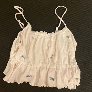 american eagle floral cropped tank